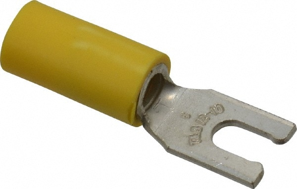 Thomas & Betts 10RC-6FL Locking Fork Terminal: Yellow, Vinyl, Partially Insulated, #6 Stud, Crimp Image