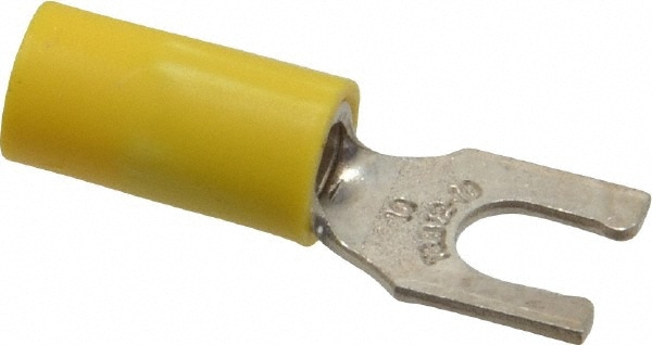 Thomas & Betts 10RC-10FL Locking Fork Terminal: Yellow, Vinyl, Partially Insulated, #10 Stud, Crimp Image