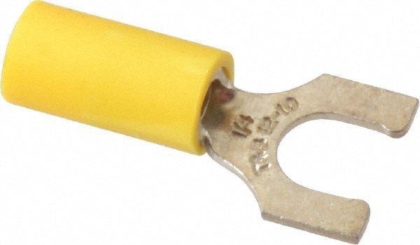 Thomas & Betts 10RC-14FL Locking Fork Terminal: Yellow, Vinyl, Partially Insulated, #1/4" Stud, Crimp Image