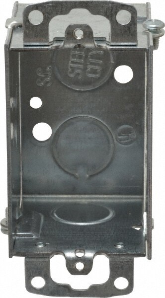 Electrical Switch Box: Steel, Rectangle, 3" OAH, 2" OAW, 2-1/2" OAD, 1 Gang