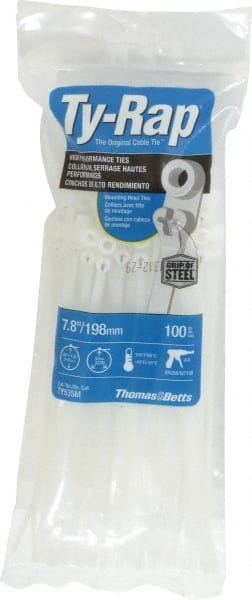 Thomas & Betts TY535M Cable Tie: 7.8" Long, Natural, Nylon, Mountable 