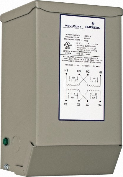 120/240 Input Volt, 16/32 Output Volt, 60 Hz, Buck Boost Transformer