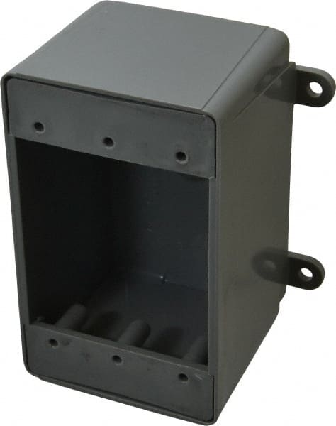 Thomas & Betts E9801 Electrical Switch Box: Polyvinylchloride, Rectangle, 4-5/8" OAH, 3-7/8" OAW, 2-3/4" OAD, 1 Gang 