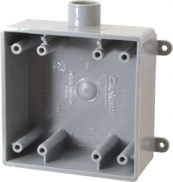 Thomas & Betts E9802D Electrical Switch Box: Polyvinylchloride, Rectangle, 4.62" OAH, 5.6" OAW, 1.98" OAD, 2 Gangs 