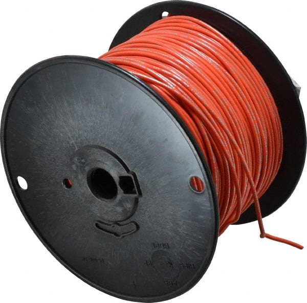 Machine Tool Wire: 18 AWG, Orange, 500' Long, Polyvinylchloride, 0.108" OD