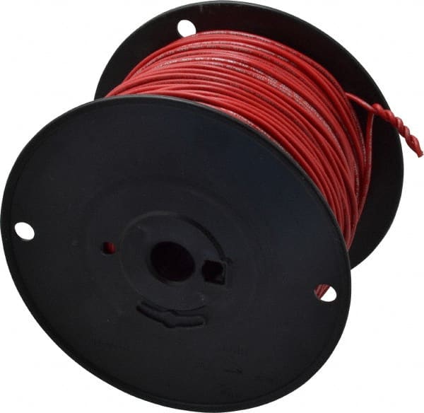 Machine Tool Wire: 18 AWG, Red, 500' Long, Polyvinylchloride, 0.108" OD