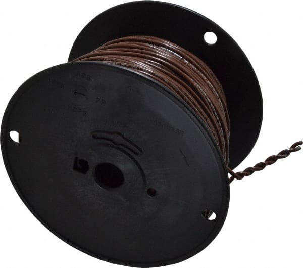 Machine Tool Wire: 18 AWG, Brown, 500' Long, Polyvinylchloride, 0.108" OD