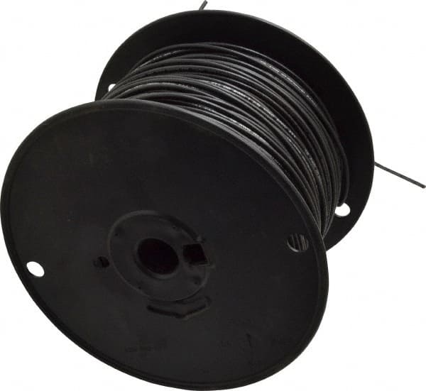 Machine Tool Wire: 18 AWG, Black, 500' Long, Polyvinylchloride, 0.108" OD