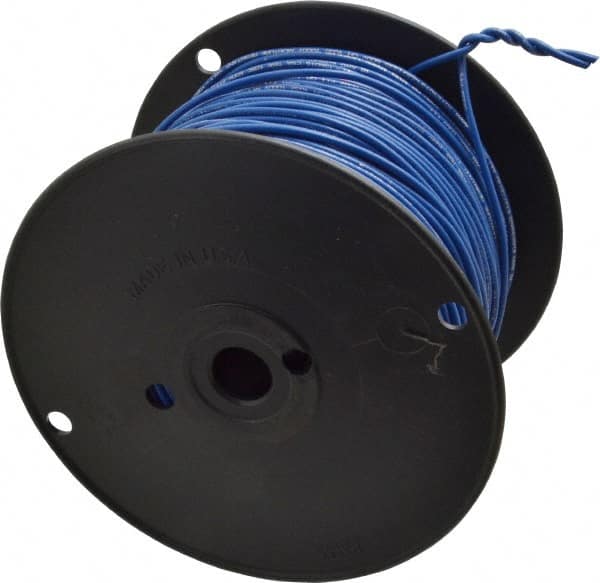 Machine Tool Wire: 18 AWG, Blue, 500' Long, Polyvinylchloride, 0.108" OD