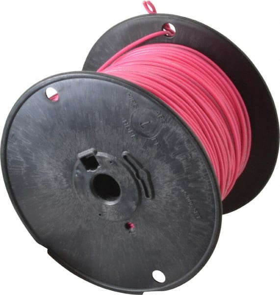 Machine Tool Wire: 18 AWG, Pink, 500' Long, Polyvinylchloride, 0.108" OD