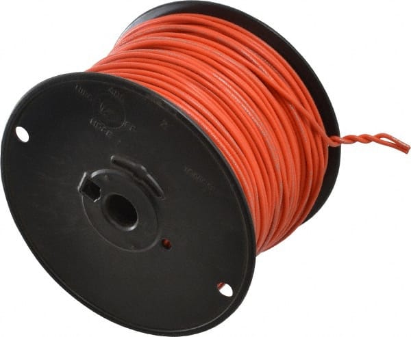 Machine Tool Wire: 16 AWG, Orange, 500' Long, Polyvinylchloride, 0.12" OD