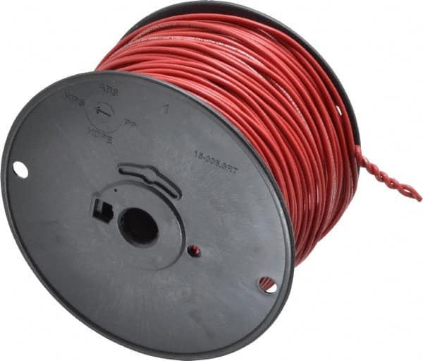Machine Tool Wire: 16 AWG, Red, 500' Long, Polyvinylchloride, 0.12" OD