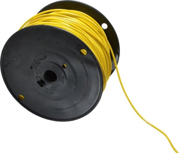 Machine Tool Wire: 16 AWG, Yellow, 500' Long, Polyvinylchloride, 0.12" OD