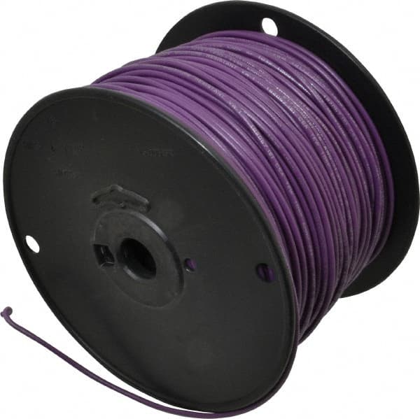 Machine Tool Wire: 16 AWG, Purple, 500' Long, Polyvinylchloride, 0.12" OD