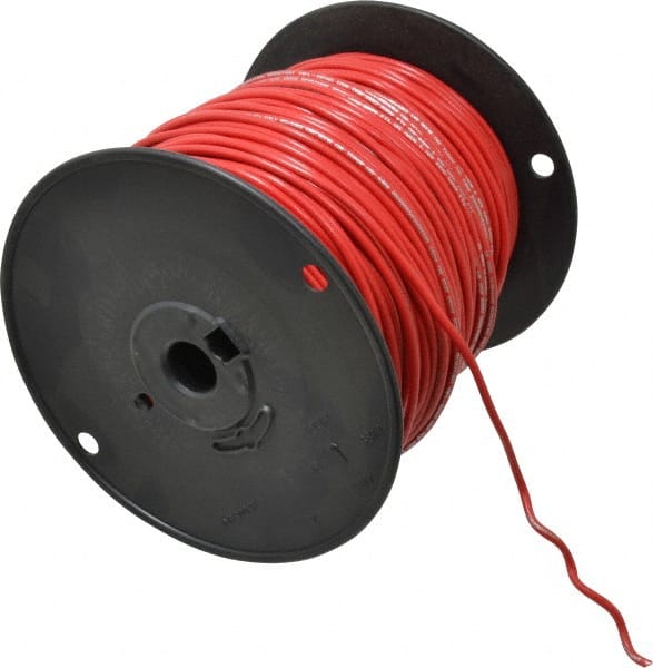 Machine Tool Wire: 14 AWG, Red, 500' Long, Polyvinylchloride, 0.136" OD