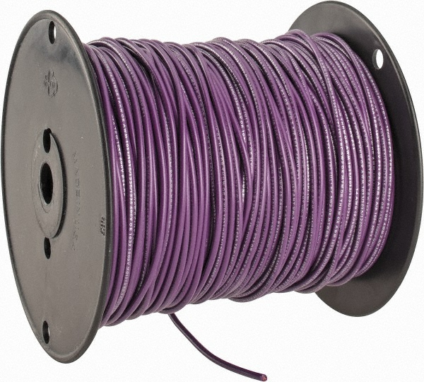 Machine Tool Wire: 14 AWG, Purple, 500' Long, Polyvinylchloride, 0.136" OD - 221 &deg; F Max, 41 Strands