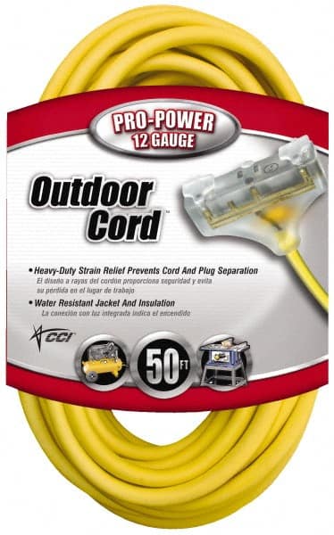 Southwire 4188SW8802 50, 12/3 Gauge/Conductors, Yellow Indoor & Outdoor Extension Cord 