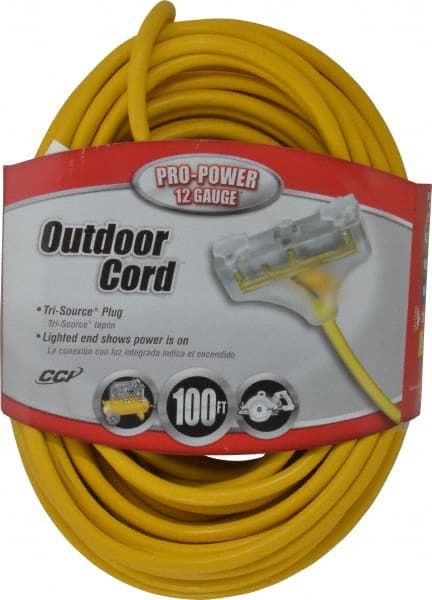 Southwire 4189SW8802 100, 12/3 Gauge/Conductors, Yellow Indoor & Outdoor Extension Cord 