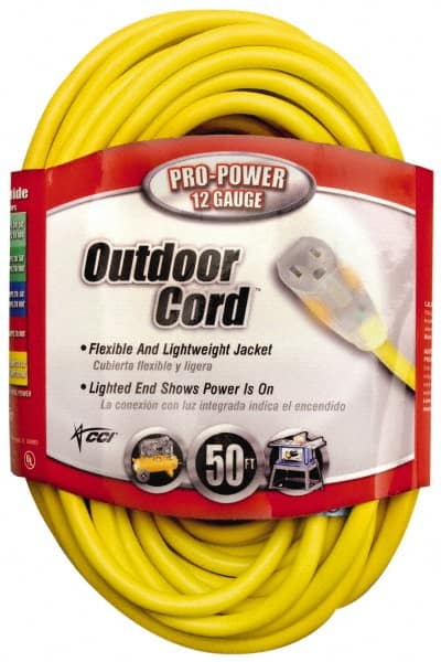 Southwire 2588SW0002 50, 12/3 Gauge/Conductors, Yellow Indoor & Outdoor Extension Cord 