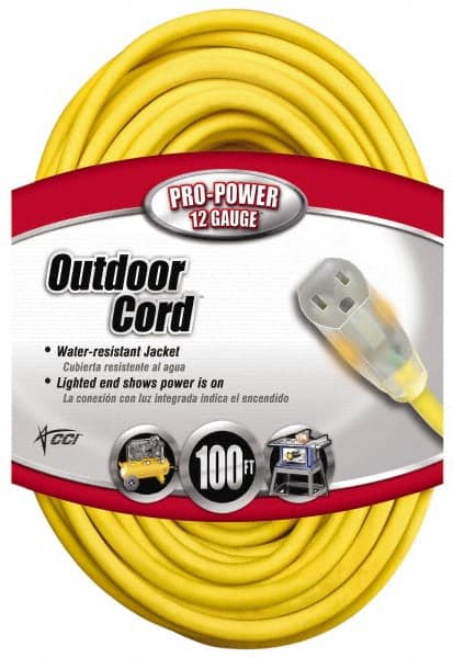 Southwire 2589SW0002 100, 12/3 Gauge/Conductors, Yellow Indoor & Outdoor Extension Cord 