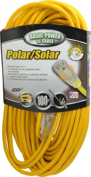 Southwire 1289SW0002 100, 16/3 Gauge/Conductors, Yellow Outdoor Extension Cord 