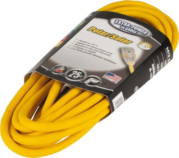 Southwire 1487SW0002 25, 14/3 Gauge/Conductors, Yellow Outdoor Extension Cord 