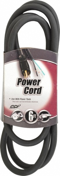 6', 14/3 Gauge/Conductors, Black Outdoor Replacement Cord - 1 Receptacle, 15 Amps, 125 VAC, UL SJEOOW, NEMA 5-15P
