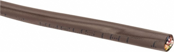 18 AWG, 8 Conductor, Brown Thermostat Cable - 0.202" Dia, PVC Jacket, Sunlight Resistant, Priced as 1' Increments, 250' Minimum Cut Length, 1000' Total Coil Length