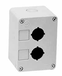 Pushbutton Switch Enclosures; Number of Holes: 1 ; Hole Diameter (mm): 22 ; Material: Polycarbonate ; Overall Height (mm): 72 ; Overall Width (mm): 72 ; Overall Depth (Decimal Inch): 2.1000