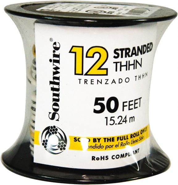 Southwire 22965851 THHN/THWN, 12 AWG, 20 Amp, 50 Long, Stranded Core, 19 Strand Building Wire 