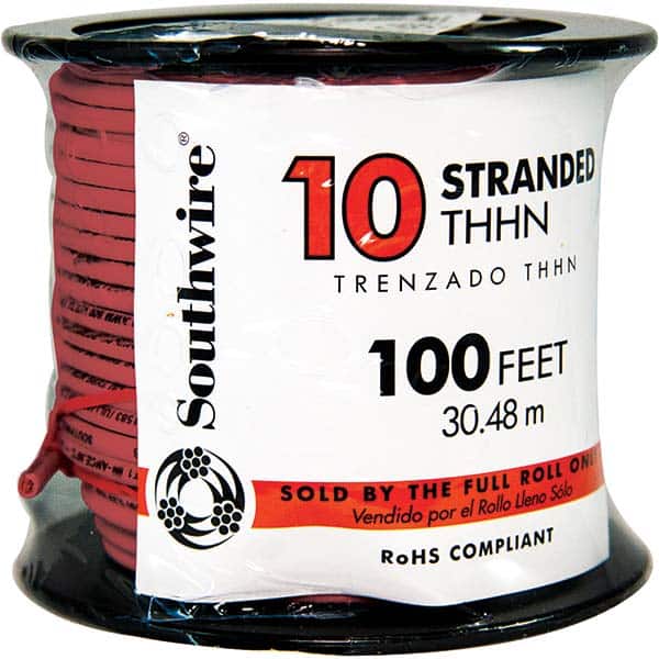 THHN/THWN, 10 AWG, 30 Amp, 100' Long, Stranded Core, 19 Strand Building Wire