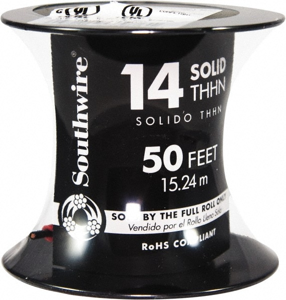 Southwire - Building Wire: THHN, 14 AWG, Nylon, Solid Core, 50' Long ...