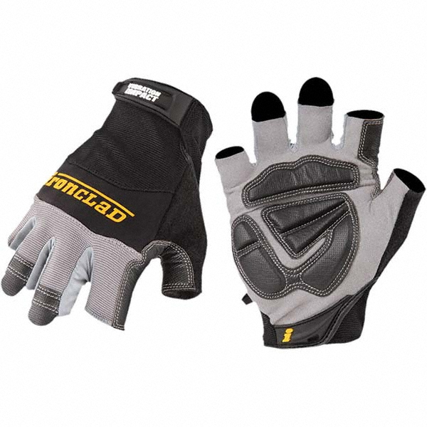 Work Gloves: ironClad MFI2, Size 2X-Large, Terry Lined, Terrycloth, Impact - Black, Pair