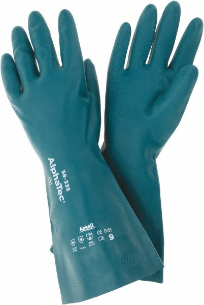 Series 58-335 Chemical Resistant Gloves:  Size Large,  17.00 Thick,  Nitrile,  Nitrile,  Supported,