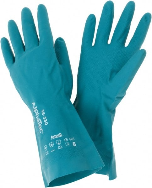 Medium Size 8 12 Pair Ansell AlphaTec Lined 7-mil 11"Long Nitrile Gloves 