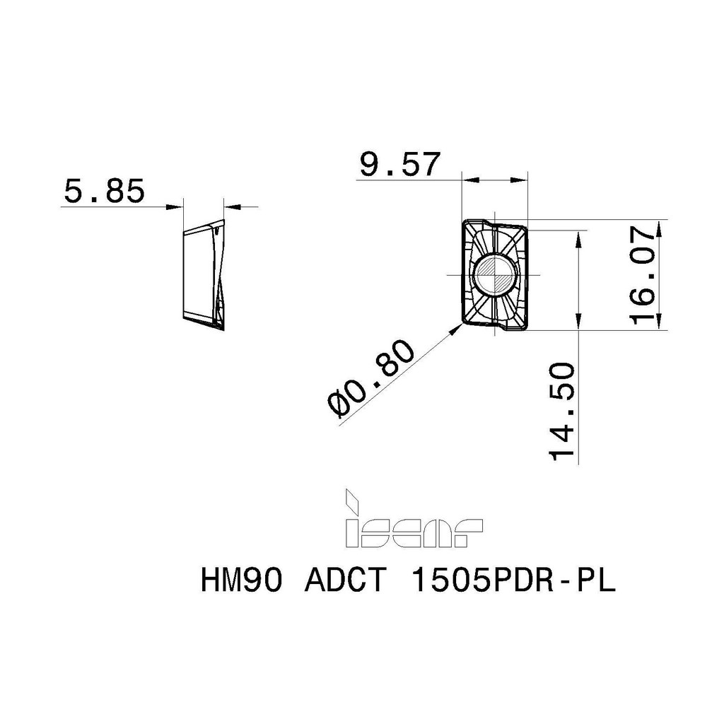 Iscar - Milling Inserts: Insert Style: ADCT; Insert Size: 15; Insert ...