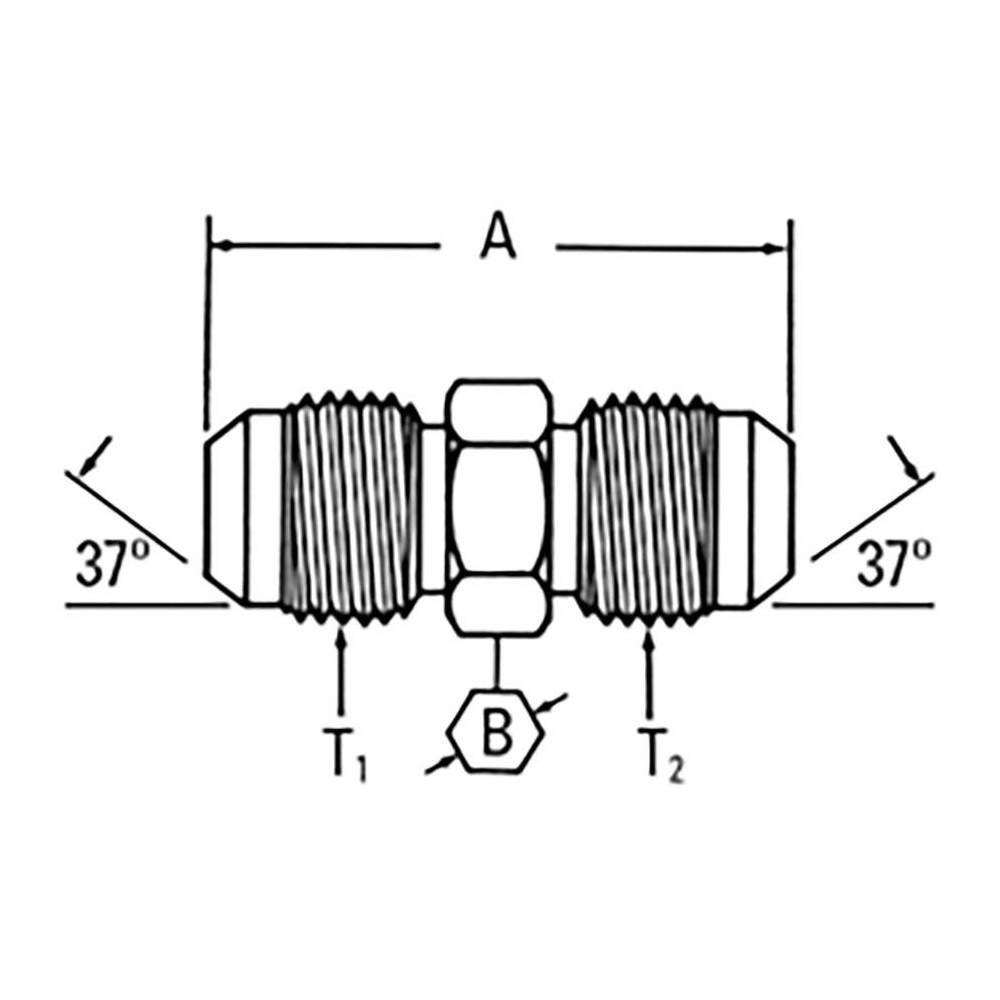 Hydraulic Hose Female JIC 37 ° Swivel Union: 0.38" OD, 9/16-18