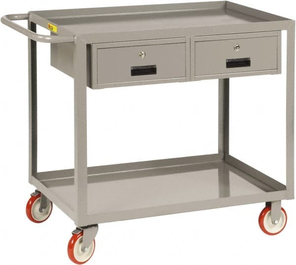 LITTLE GIANT LGL-2448-BK-2DR Shelf Utility Cart: Steel, Gray 