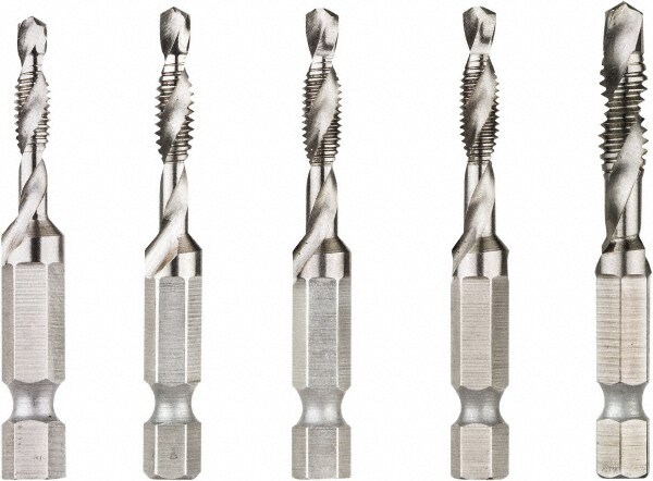 Combination Drill & Tap Sets; Minimum Thread Size (Inch): #8-32 ; Maximum Thread Size (Inch): 1/4-20 ; Overall Length (Inch): 2-1/4 ; Drill Length (Inch): 1-1/4 ; Thread Standard: UNC