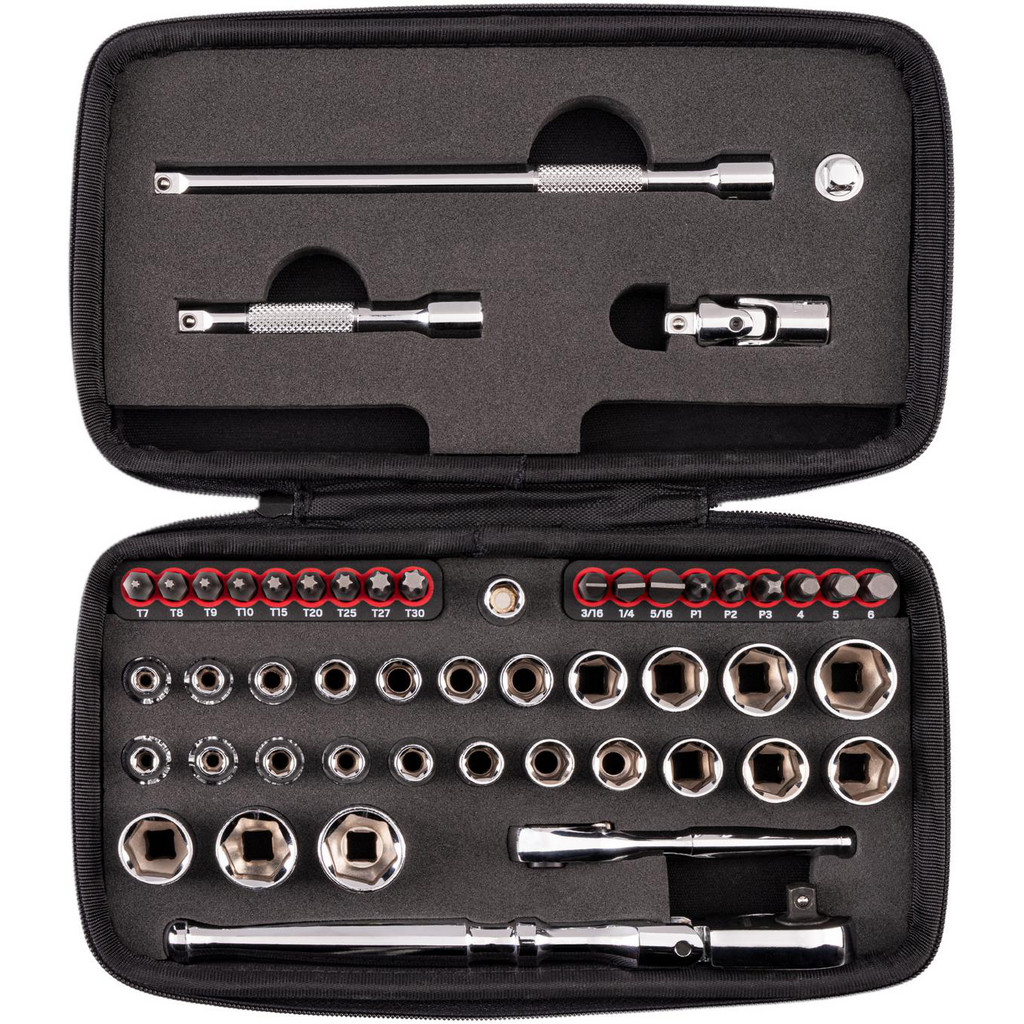 Tekton - Socket Set: Ratchet & Socket Set, 50 Pc, 1/4 in
