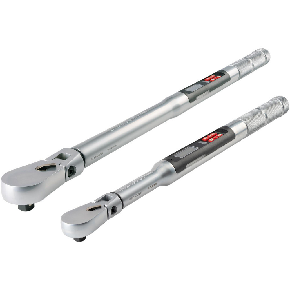 Electronic Torque & Angle: 3/8 & 1/2 Drive, Male Square Drive, Foot Pound, Inch Pound, Newton Meter & Kilogram Meter - 27.1000" OAL, Ratcheting