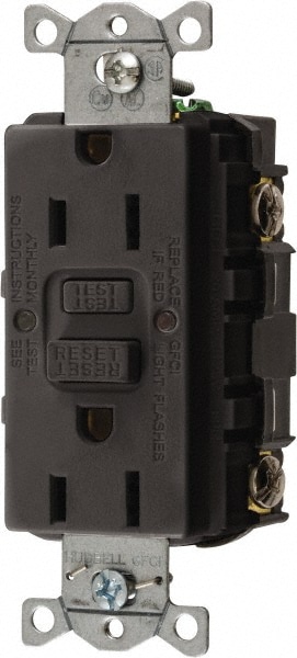 Hubbell Wiring Device-Kellems GFRST15BK 1 Phase, 5-15R NEMA, 125 VAC, 15 Amp, GFCI Receptacle Image