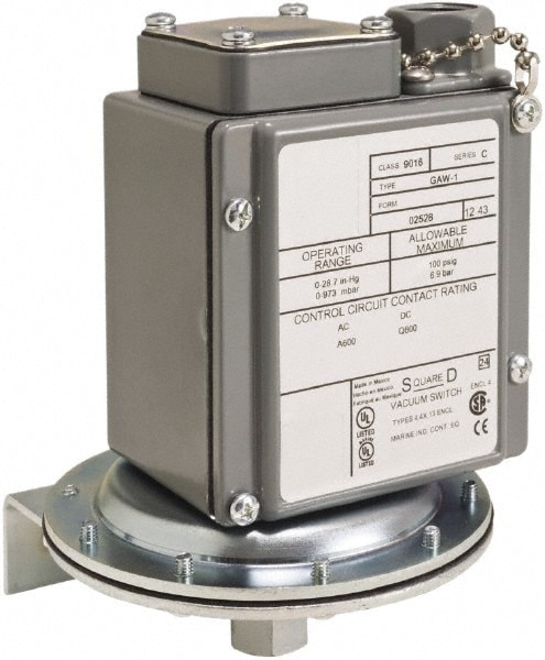 Square D - 4, 13 And 4X NEMA Rated, SPDT, 0.2 To 10 Psi, Vacuum Switch ...