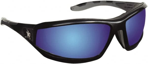 MCR SAFETY RP218B Safety Glass: Scratch-Resistant, Polycarbonate, Blue Mirror Lenses, Full-Framed, UV Protection 