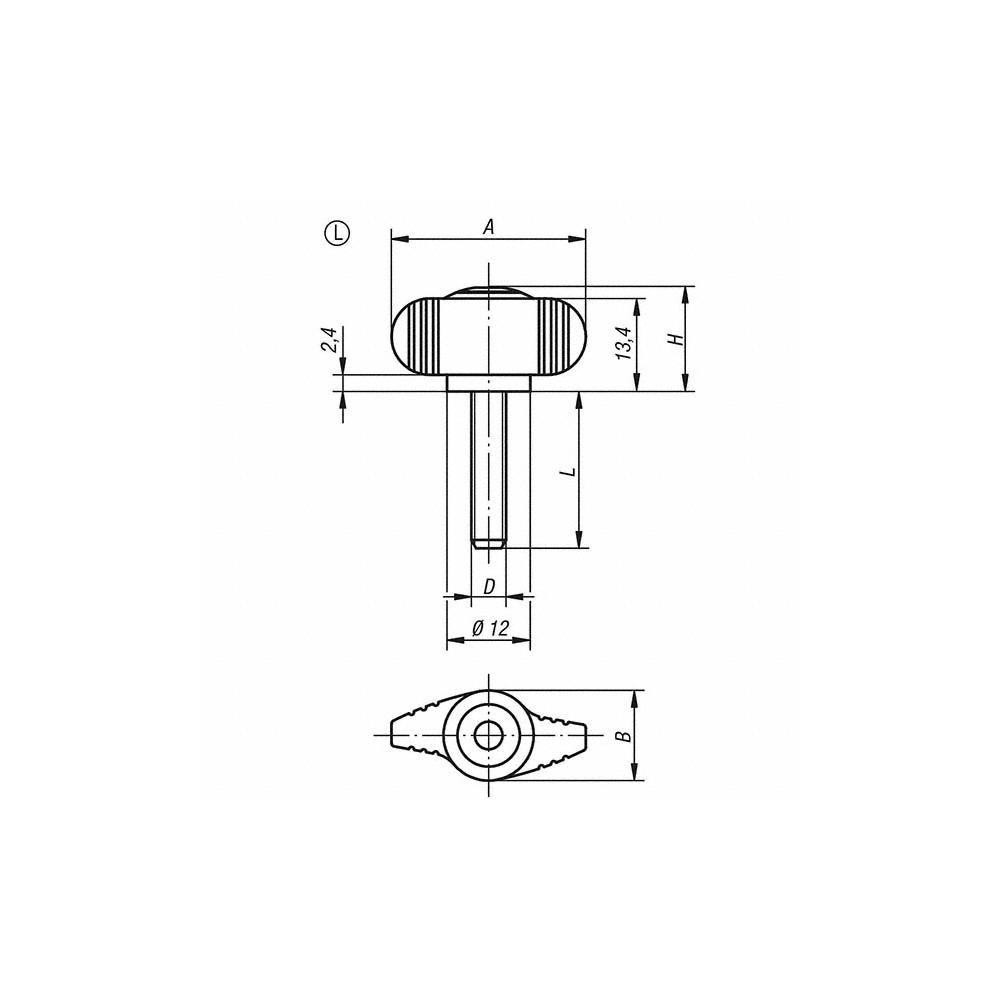 KIPP 28mm Head Length, Threaded Stem Bar / Wing Knob MSC Direct