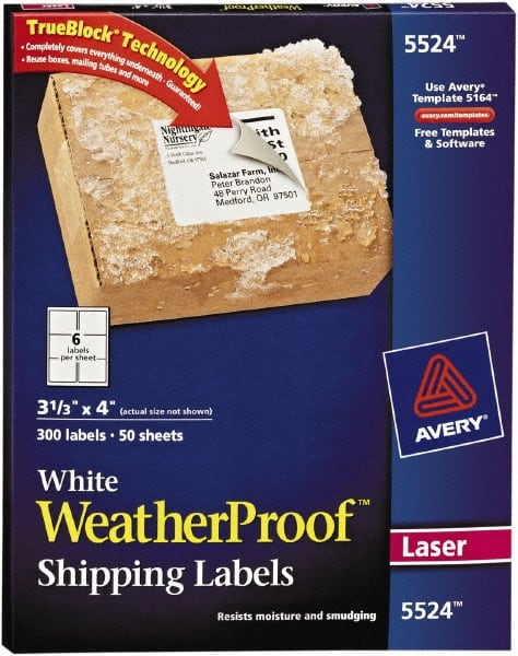 Label Maker Label: White, Polyester, 4" OAL, 4" OAW, 300 per Roll