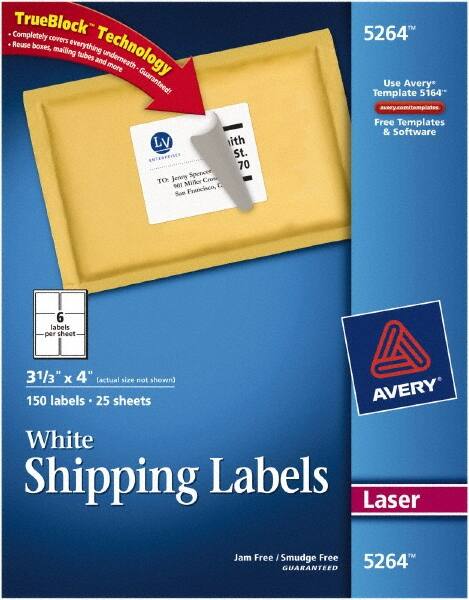 Label Maker Label: White, Paper, 4" OAL, 4" OAW, 150 per Roll