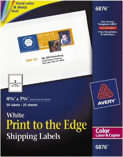 Label Maker Label: White, Paper, 7-3/4" OAL, 7-3/4" OAW, 50 per Roll