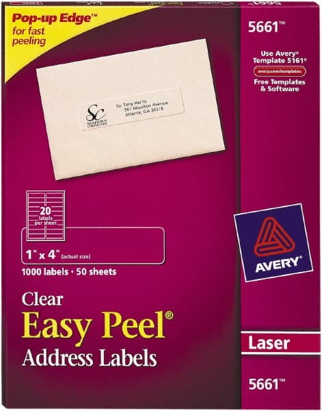 Label Maker Label: Clear, Paper, 4" OAL, 4" OAW, 1,000 per Roll