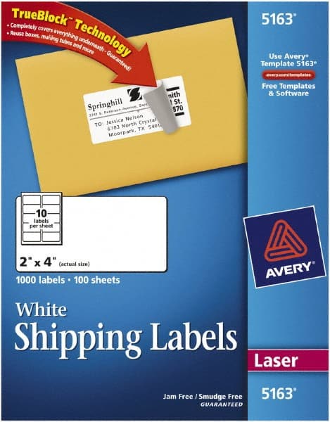 Label Maker Label: White, Paper, 4" OAL, 2" OAW, 1,000 per Roll